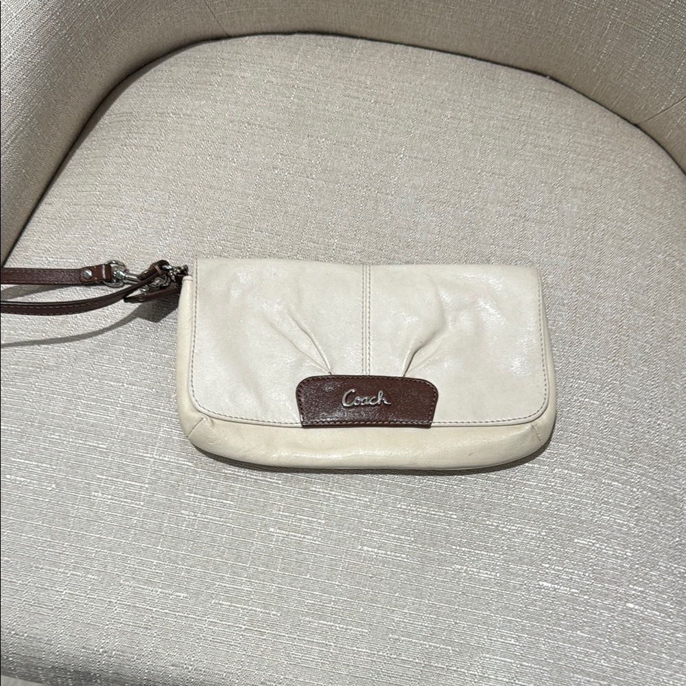 Coach Cream Wristlet Clutch